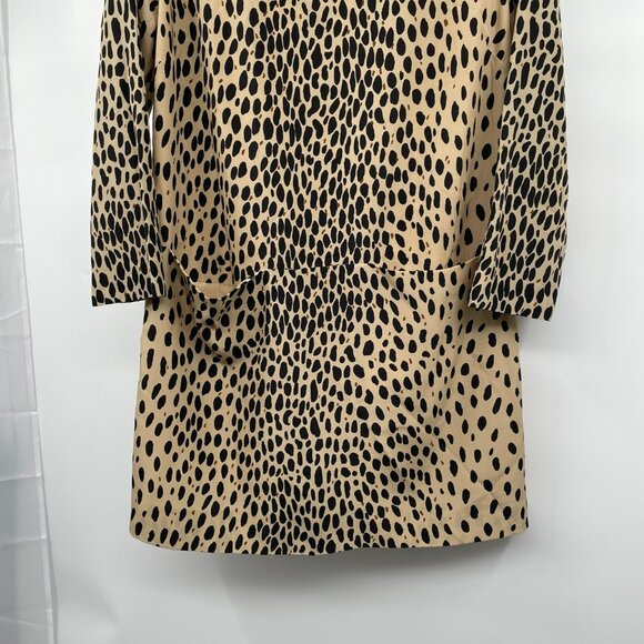 J.Crew Womens Cheetah Print Shift Dress 3/4 Sleeve Pockets Tan/Black Size 8 - Picture 3 of 9